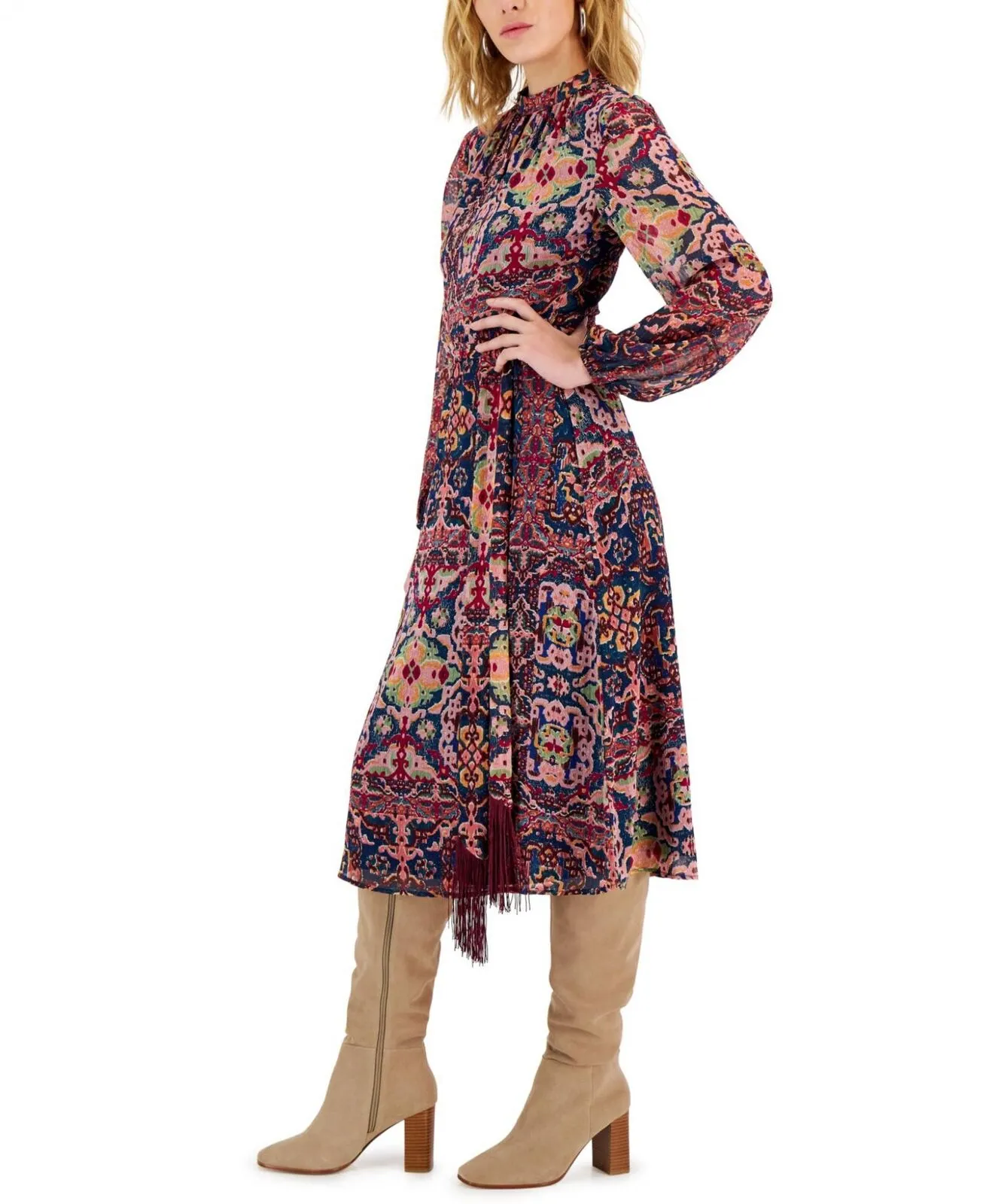 Tahari Asl Women's Tapestry-Print Chiffon Midi Dress 2AM205-T2