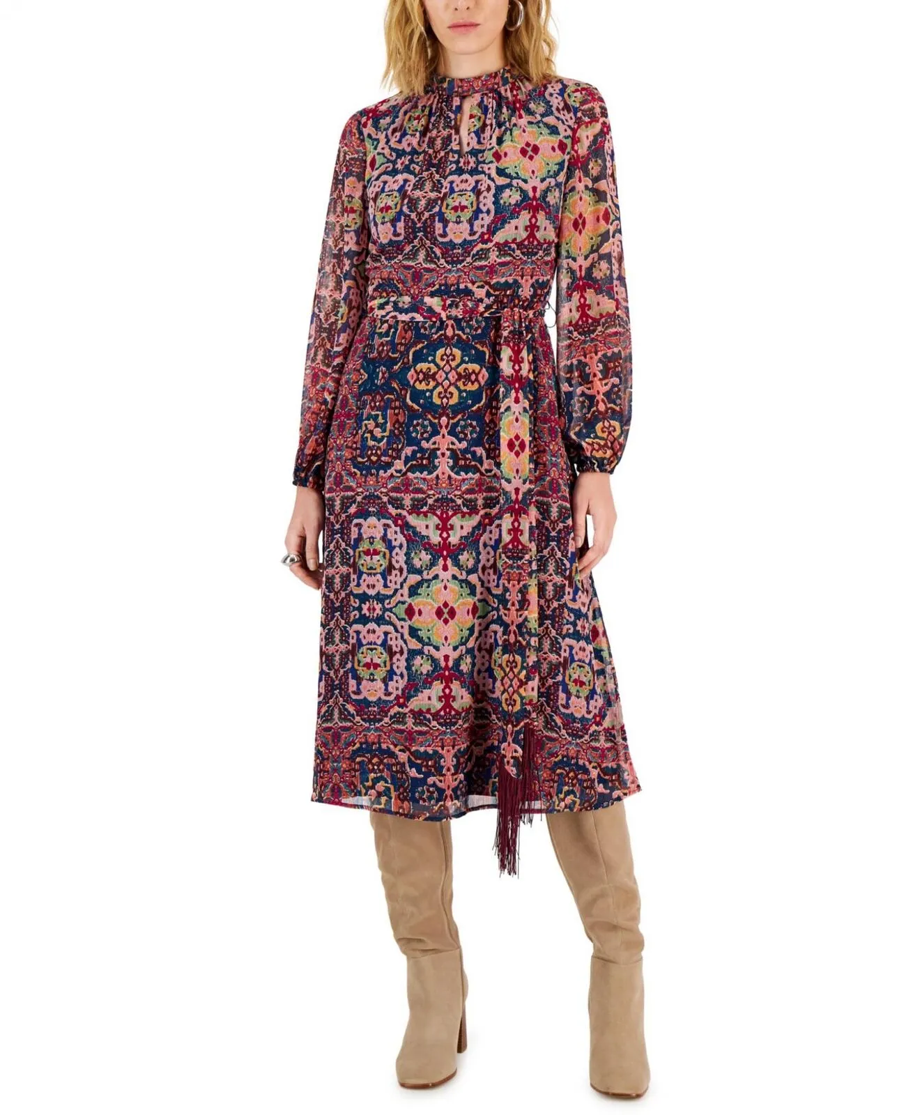 Tahari Asl Women's Tapestry-Print Chiffon Midi Dress 2AM205-T2