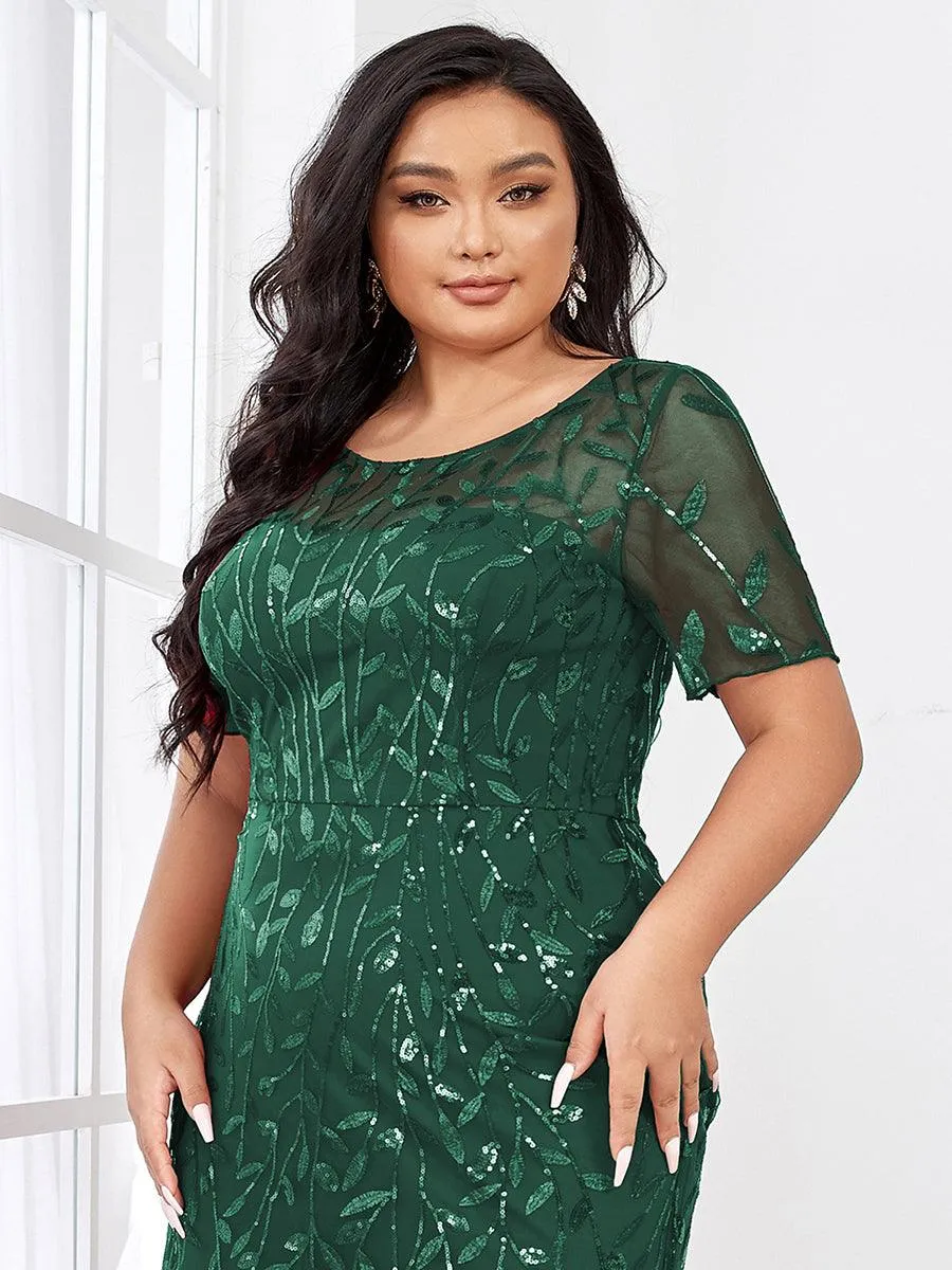 Taille personnalisée robes Longues Sirène en Tulle à Imprimé Floral et Paillettes