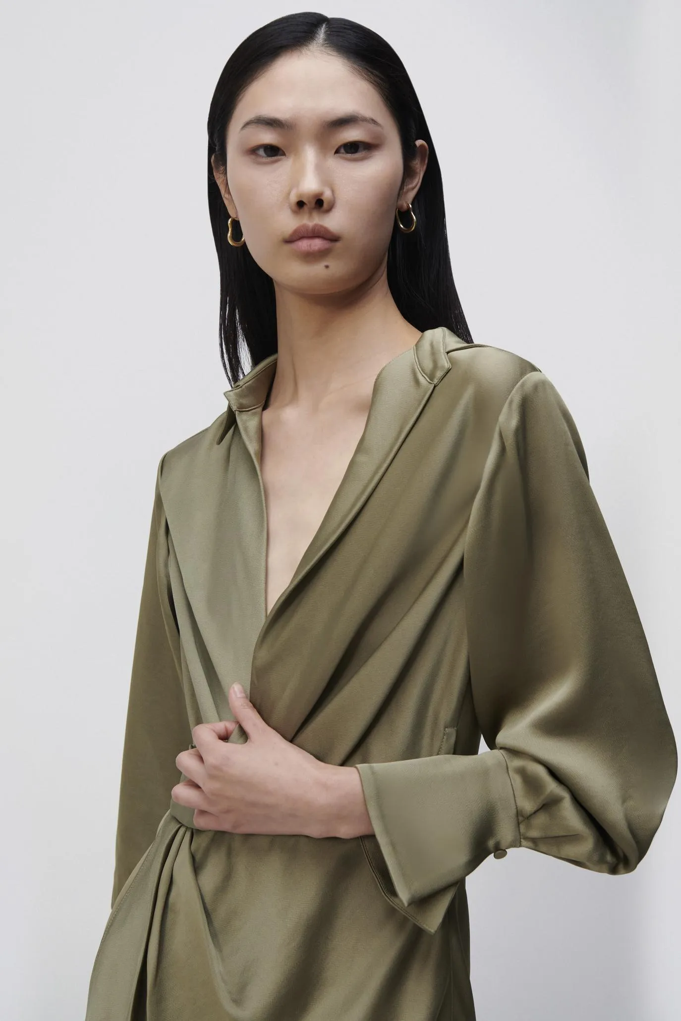 Talita Classic Draped Front Midi Dress - Willow