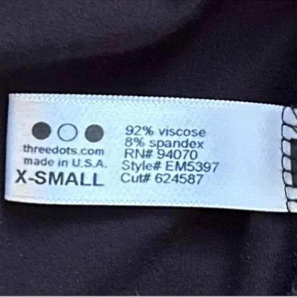 Three Dots Black Sleeveless V-Neck Draped Back Dress Size XS