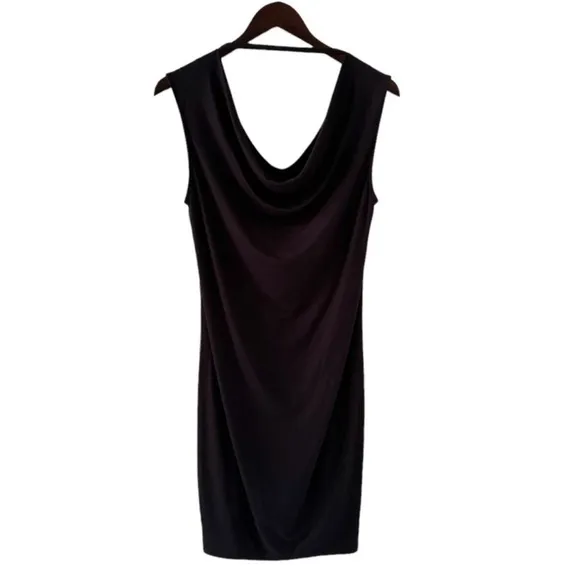 Three Dots Black Sleeveless V-Neck Draped Back Dress Size XS