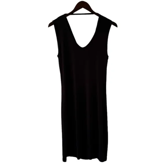 Three Dots Black Sleeveless V-Neck Draped Back Dress Size XS