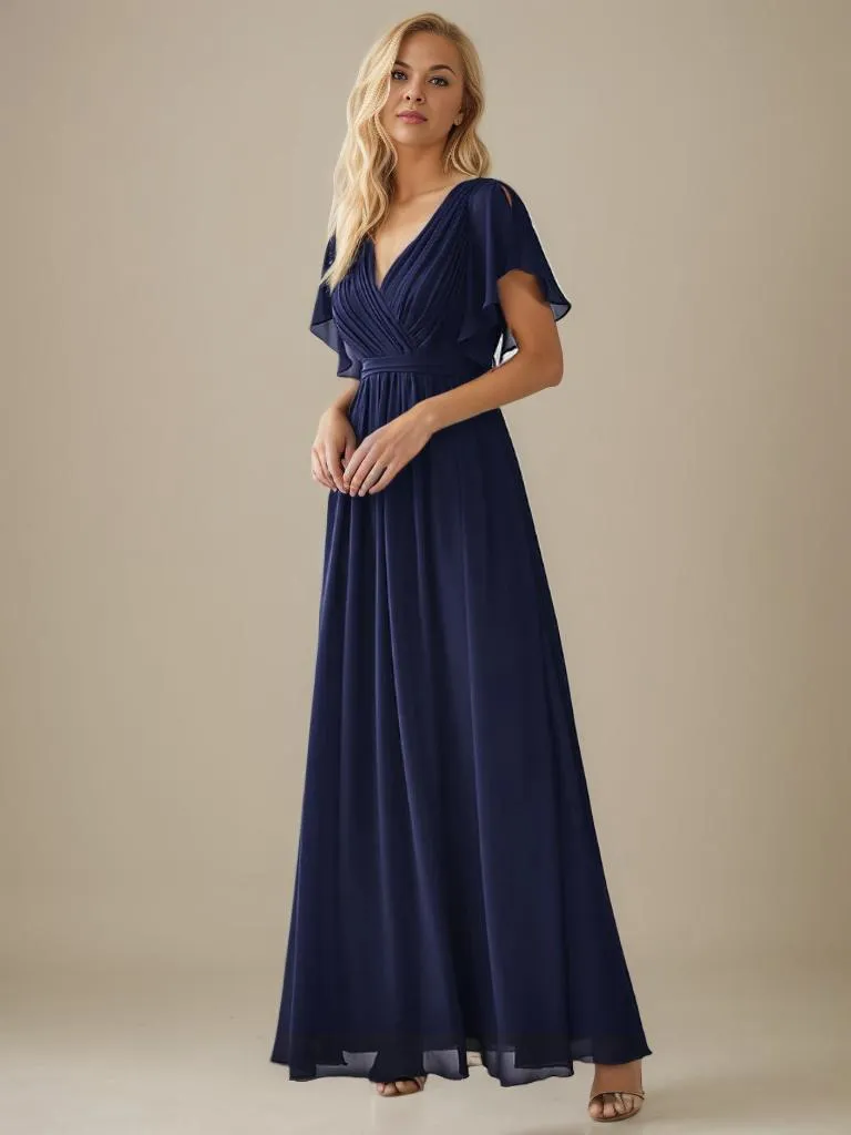 Tia chiffon bridesmaid dress in navy blue Express NZ wide