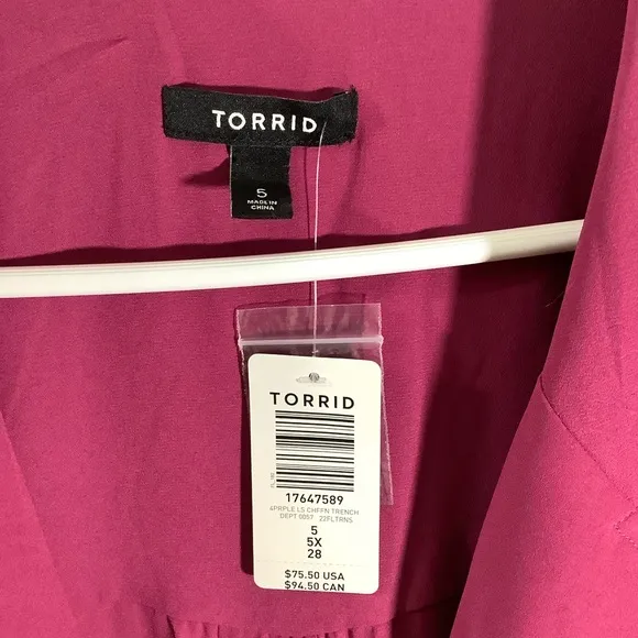 Torrid Long Sleeve Chiffon Trench Dress