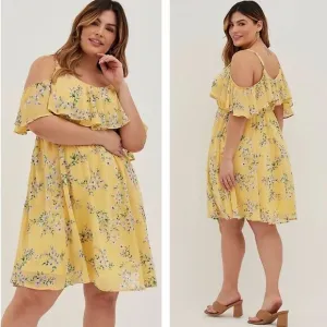 Torrid Mini Chiffon Cold Shoulder Skater Dress 22