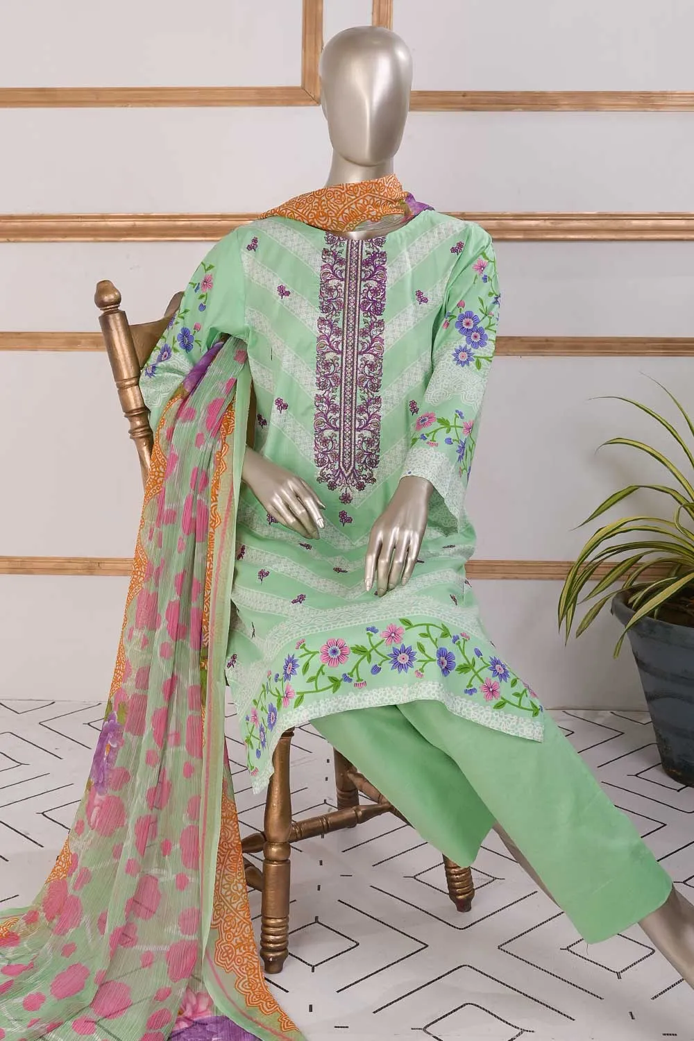 TSL-02 | Un-Stitched Embroidered Lawn Dress