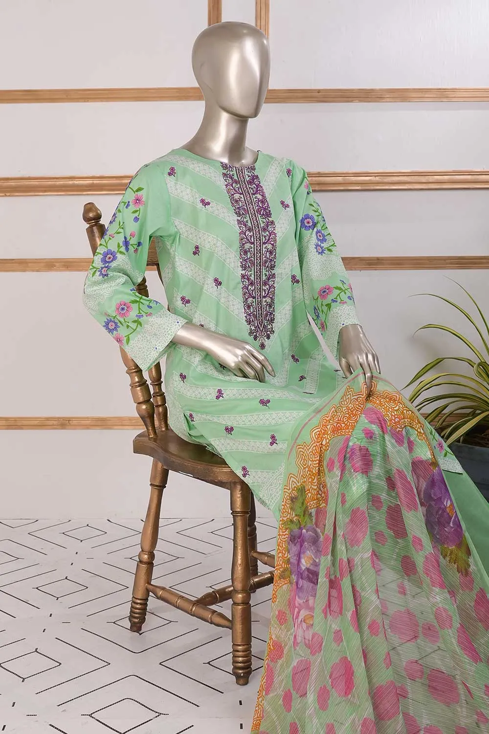 TSL-02 | Un-Stitched Embroidered Lawn Dress