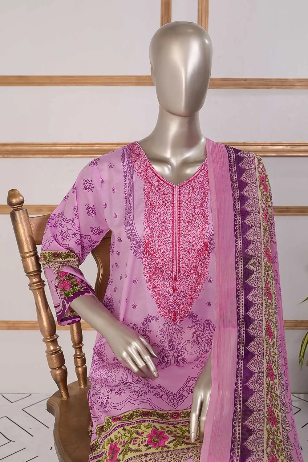TSL-04 | Un-Stitched Embroidered Lawn Dress