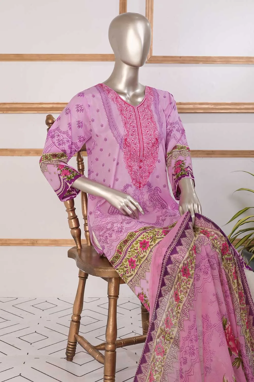 TSL-04 | Un-Stitched Embroidered Lawn Dress