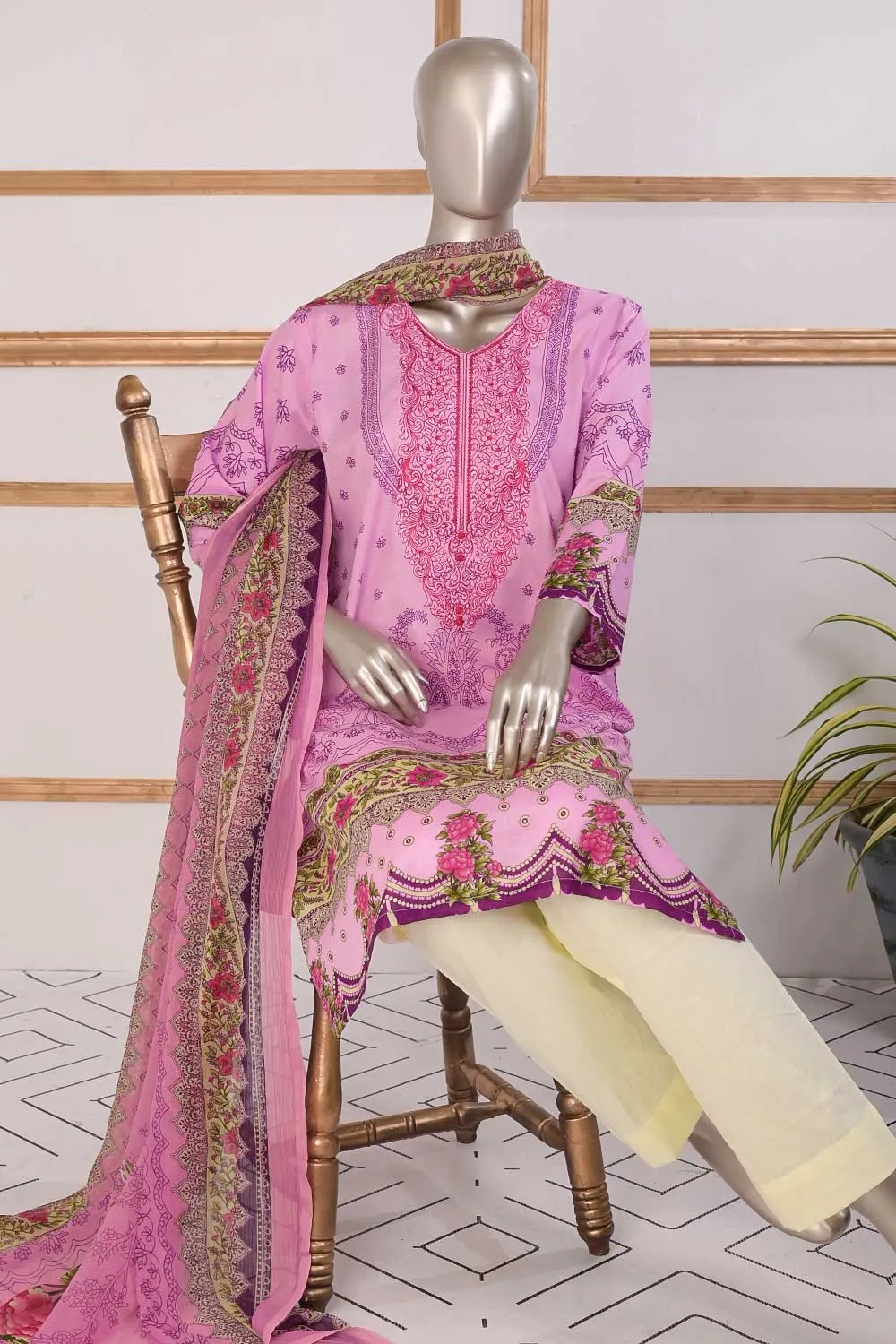 TSL-04 | Un-Stitched Embroidered Lawn Dress