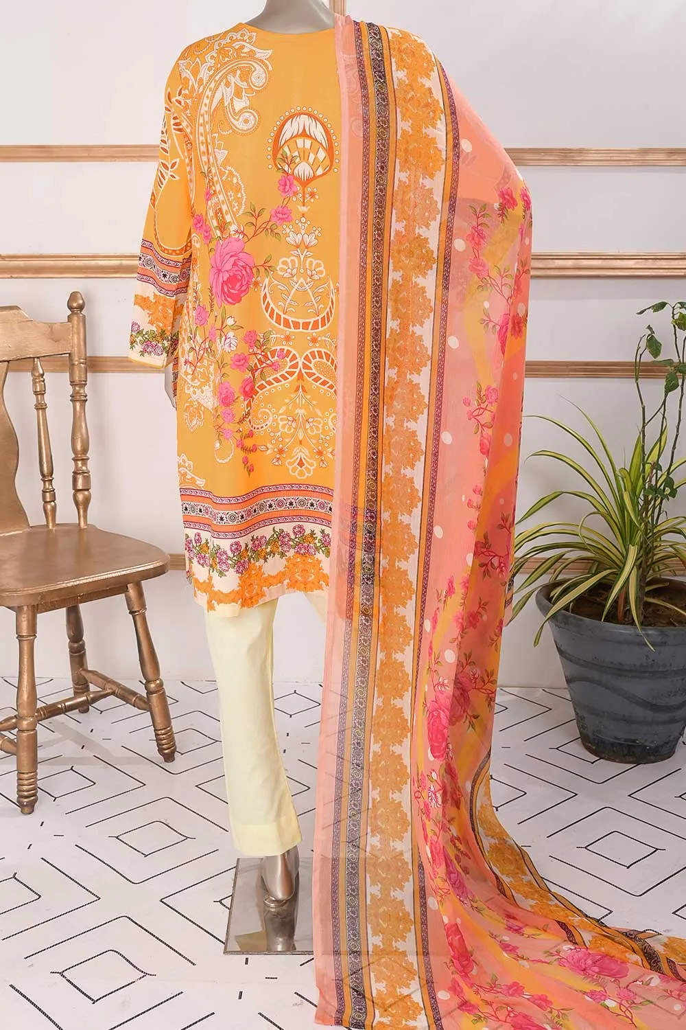 TSL-05 | Un-Stitched Embroidered Lawn Dress