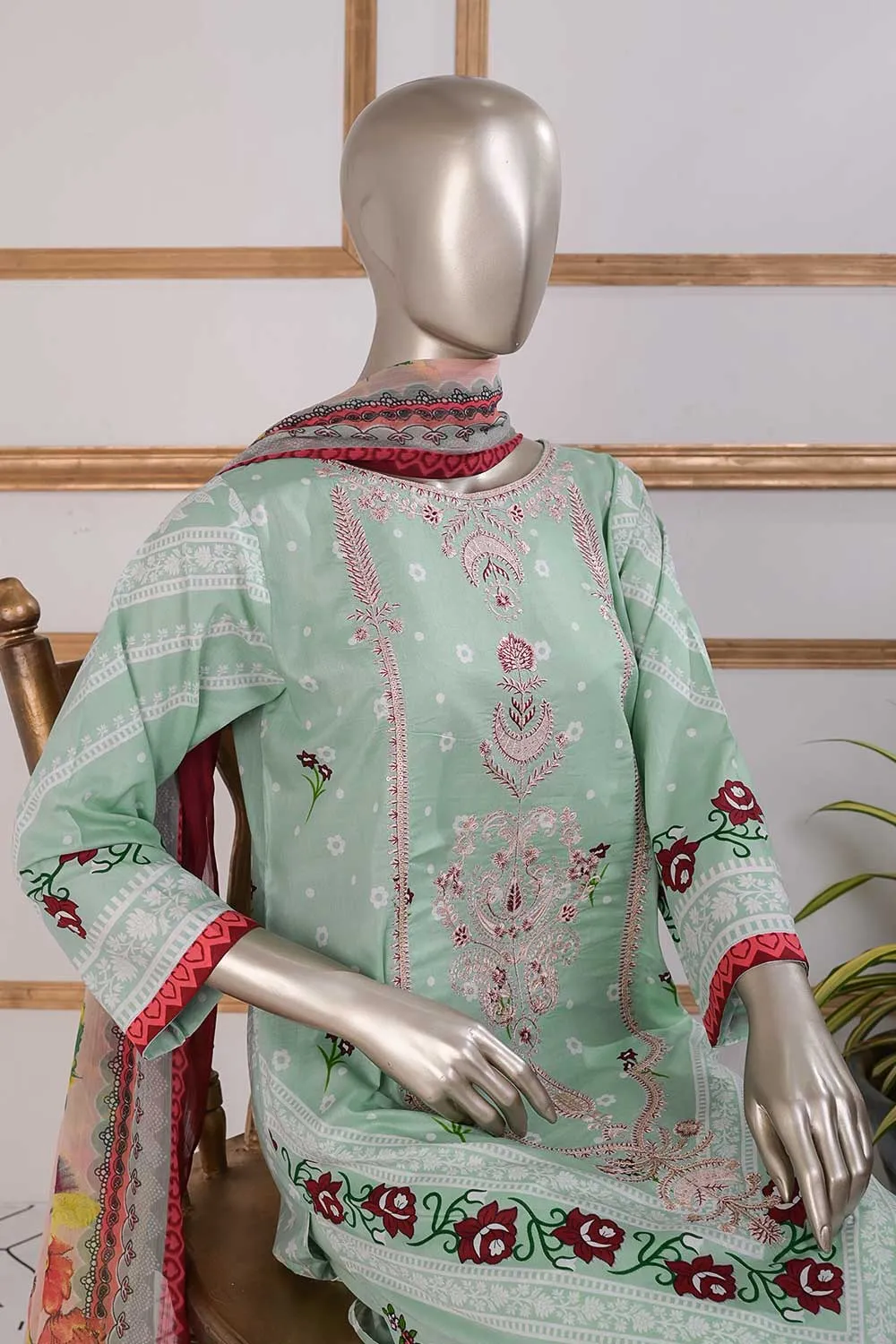 TSL-06 | Un-Stitched Embroidered Lawn Dress