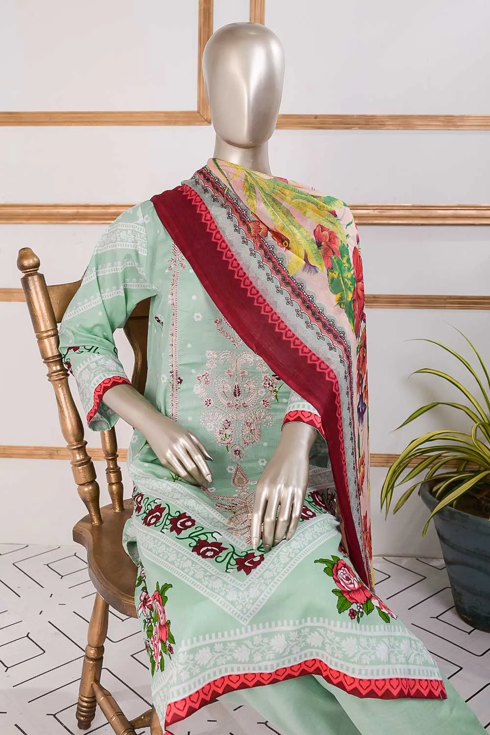 TSL-06 | Un-Stitched Embroidered Lawn Dress
