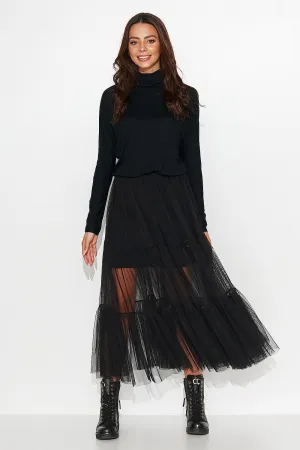 Tulle Overlay Bodycon Dress