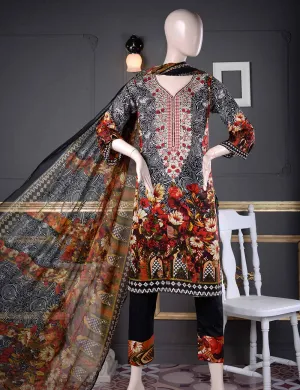 Un-stitched Embroidered Lawn (AQ-2B) Floral Aura