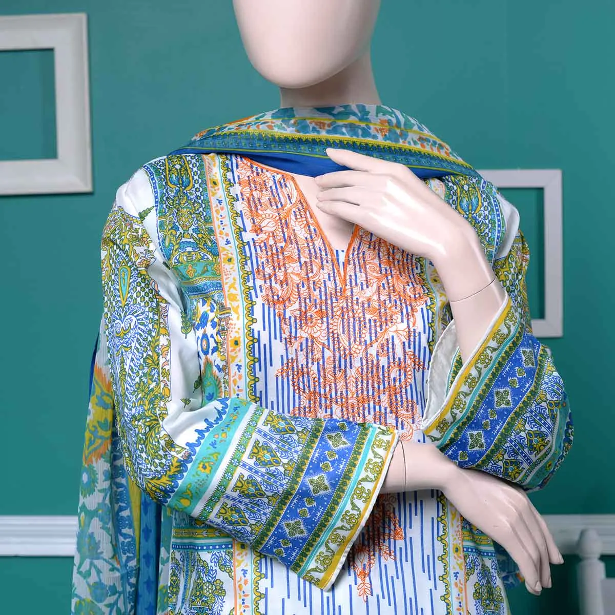 Un-stitched Embroidered Lawn (AY-3A) Drizzle