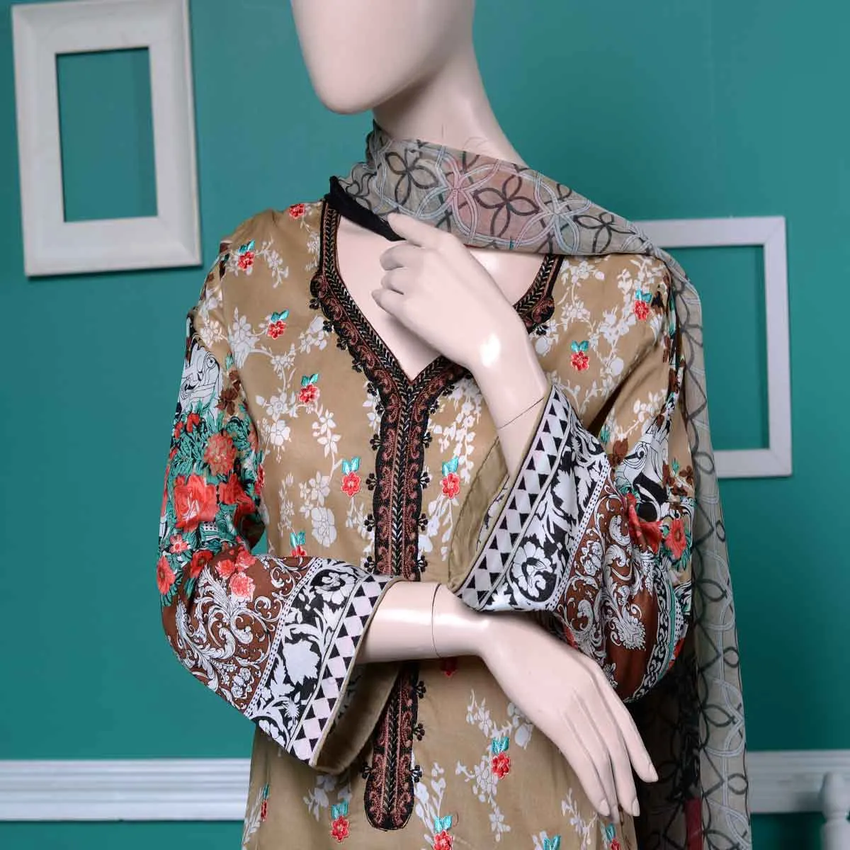 Un-stitched Embroidered Lawn (AY-5A) Magnetism