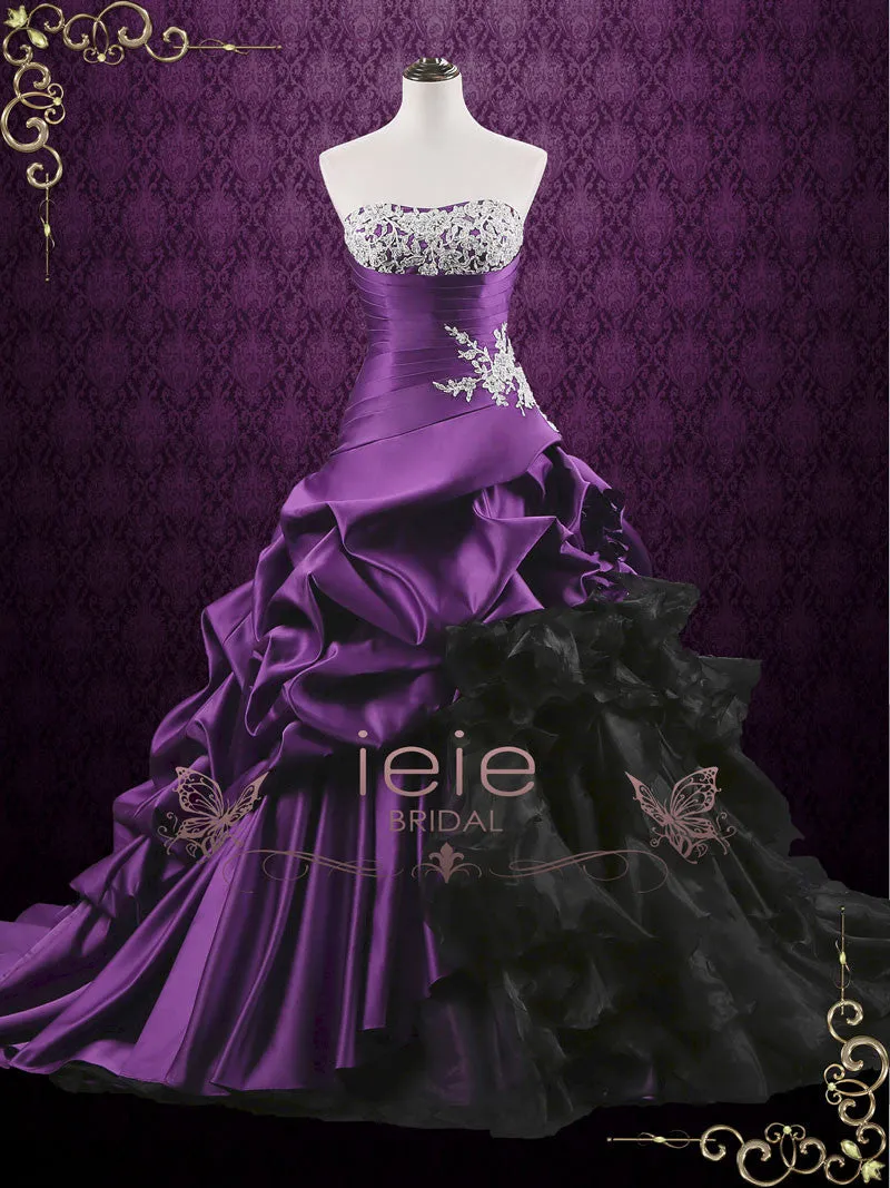 Unique Purple Lace Ball Gown Wedding Dress with Ruffles VIOLA