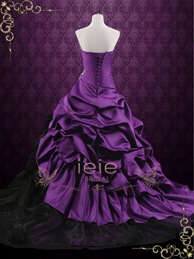 Unique Purple Lace Ball Gown Wedding Dress with Ruffles VIOLA