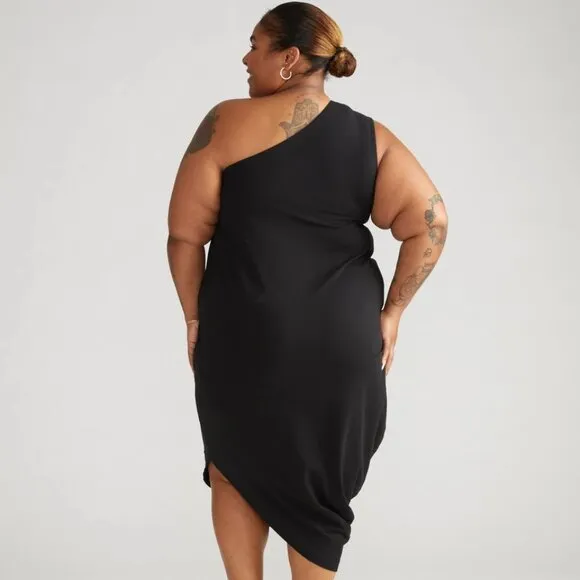 Universal Standard Iconic Geneva One Shoulder Dress Black XS