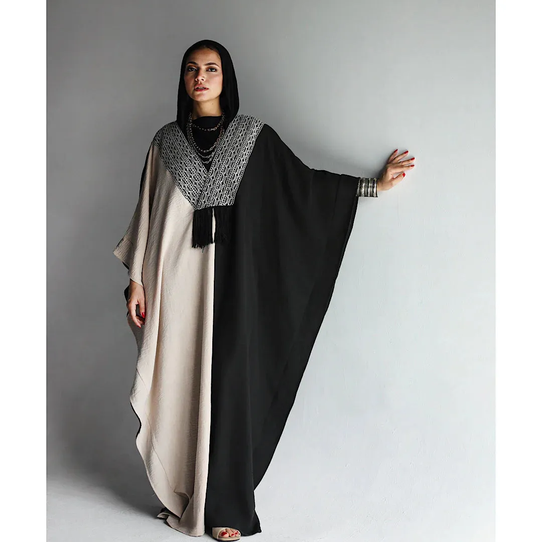 V-neck embroidered dress kaftan