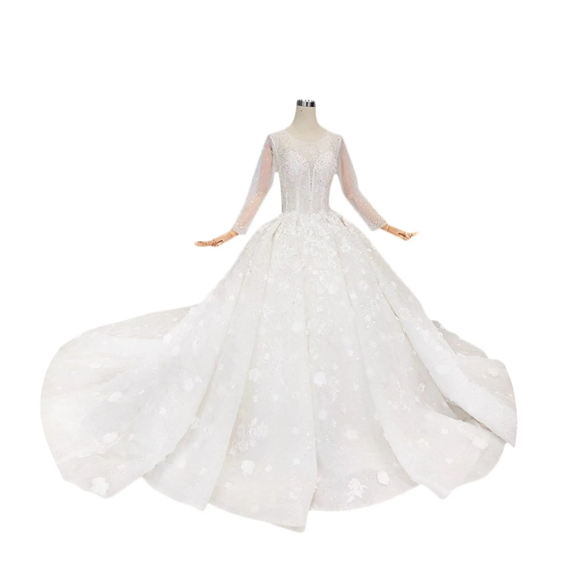 VB Flower Applique Pattern Ball Gown Wedding Dress