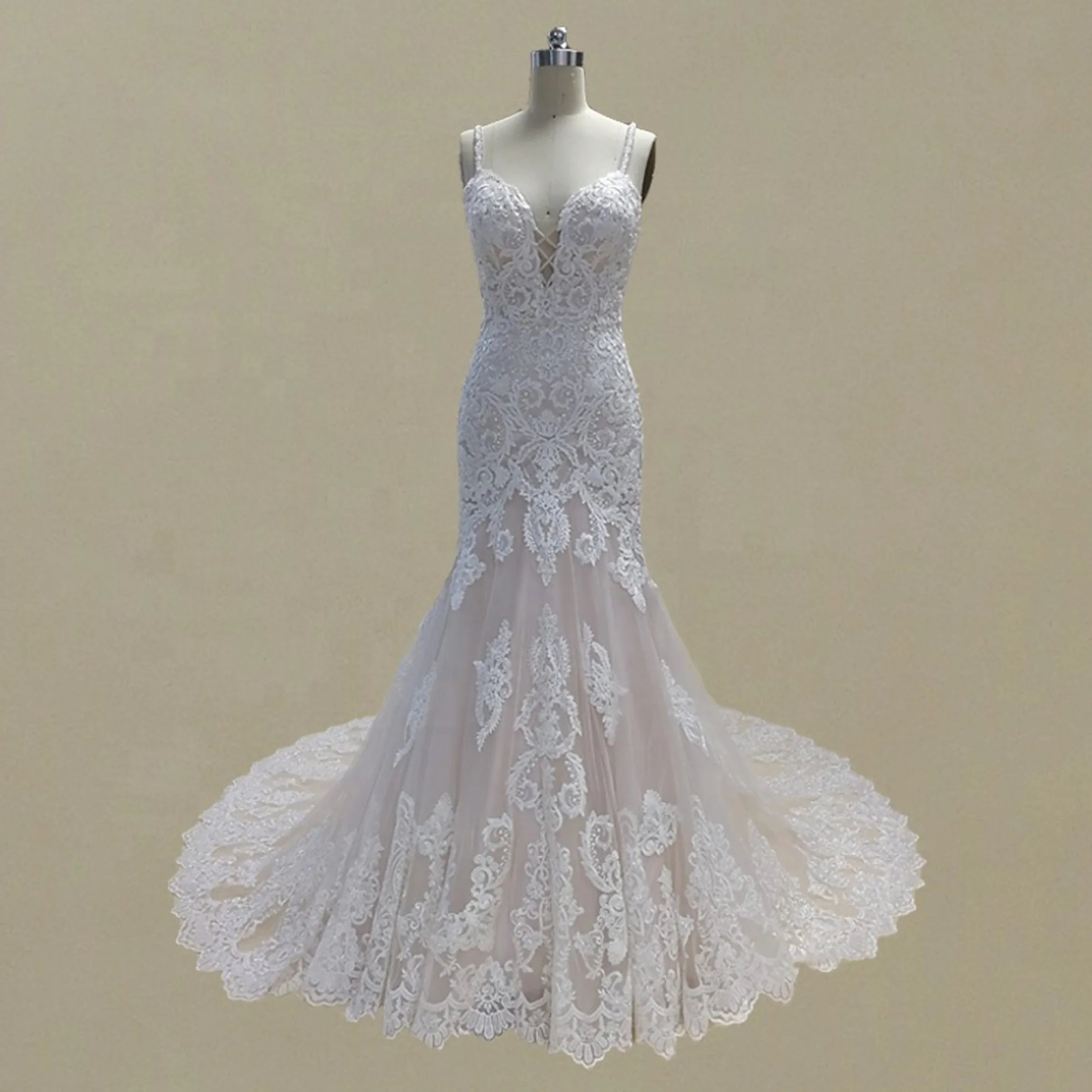 VB Lace Applique Mermaid Bridal Dress