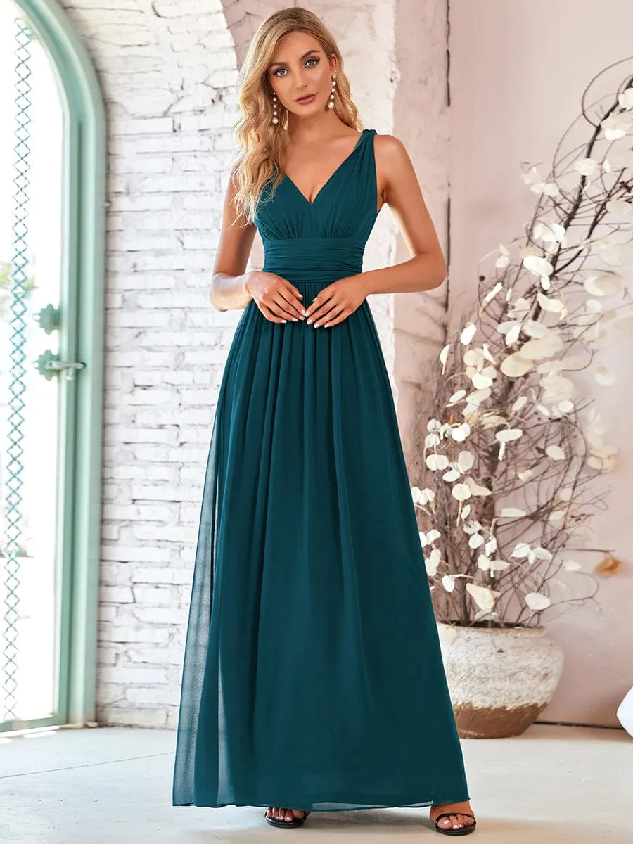 Veda V neck and back classic chiffon bridesmaid dress