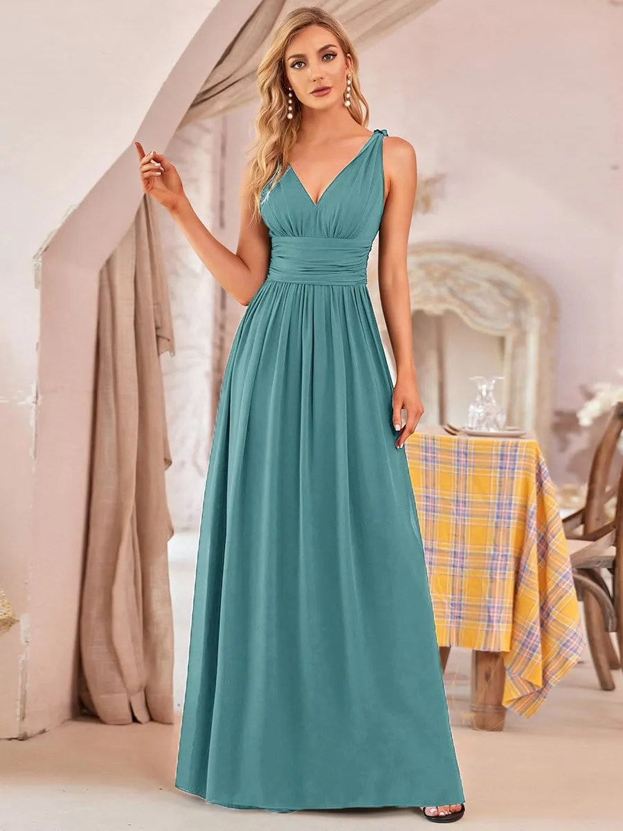 Veda V neck and back classic chiffon bridesmaid dress