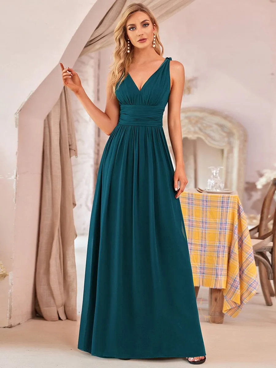 Veda V neck and back classic chiffon bridesmaid dress
