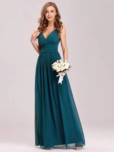 Veda V neck and back classic chiffon bridesmaid dress