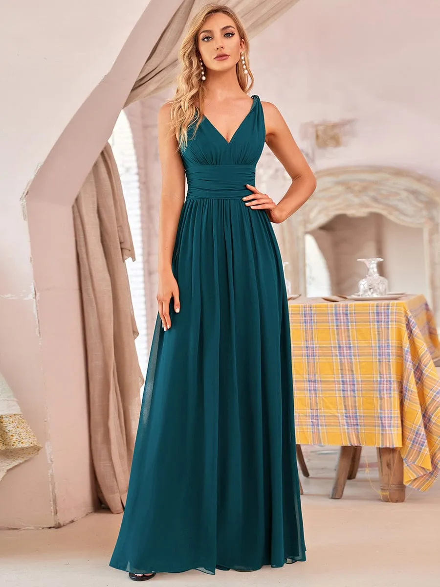 Veda V neck and back classic chiffon bridesmaid dress