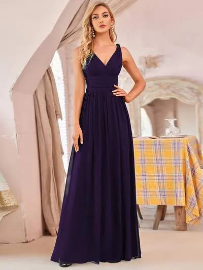 Veda V neck and back classic chiffon bridesmaid dress