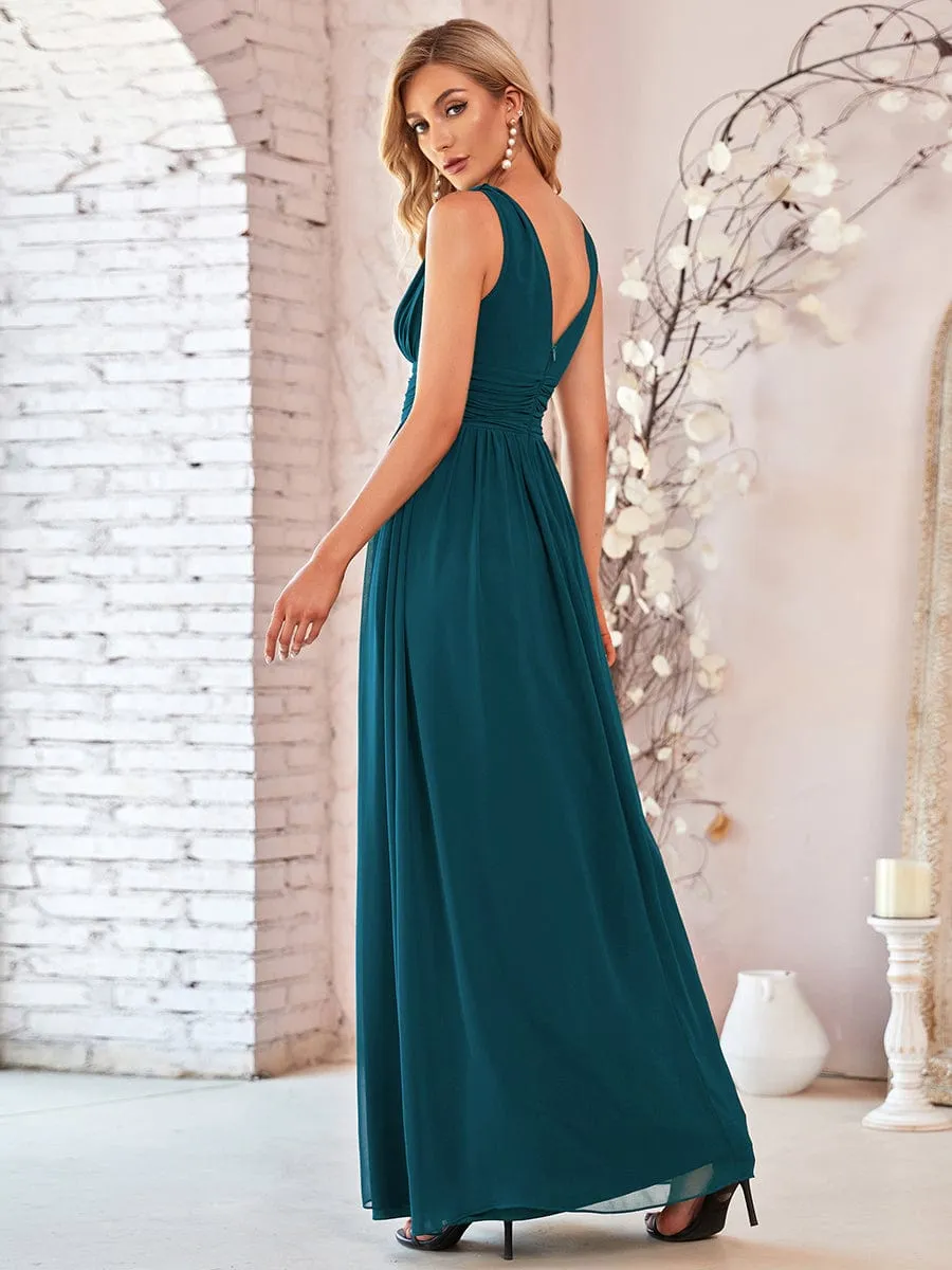 Veda V neck and back classic chiffon bridesmaid dress