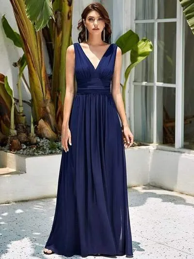 Veda V neck and back classic chiffon bridesmaid dress