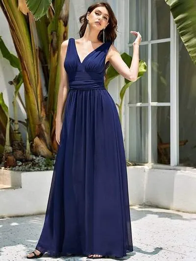 Veda V neck and back classic chiffon bridesmaid dress