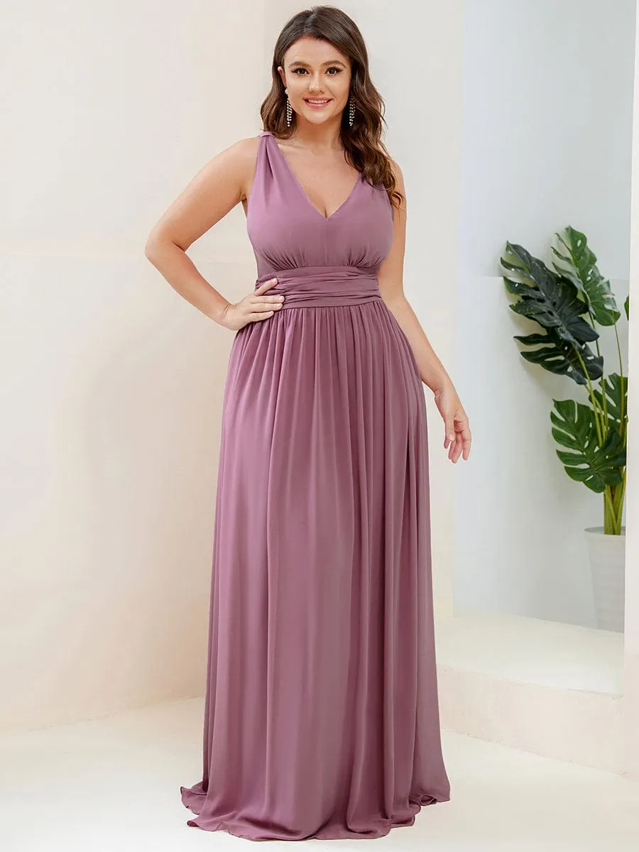 Veda V neck and back classic chiffon bridesmaid dress
