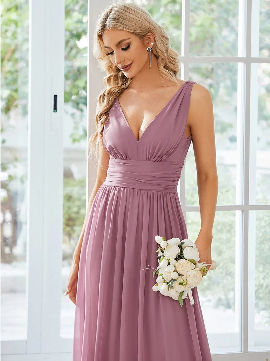 Veda V neck and back classic chiffon bridesmaid dress