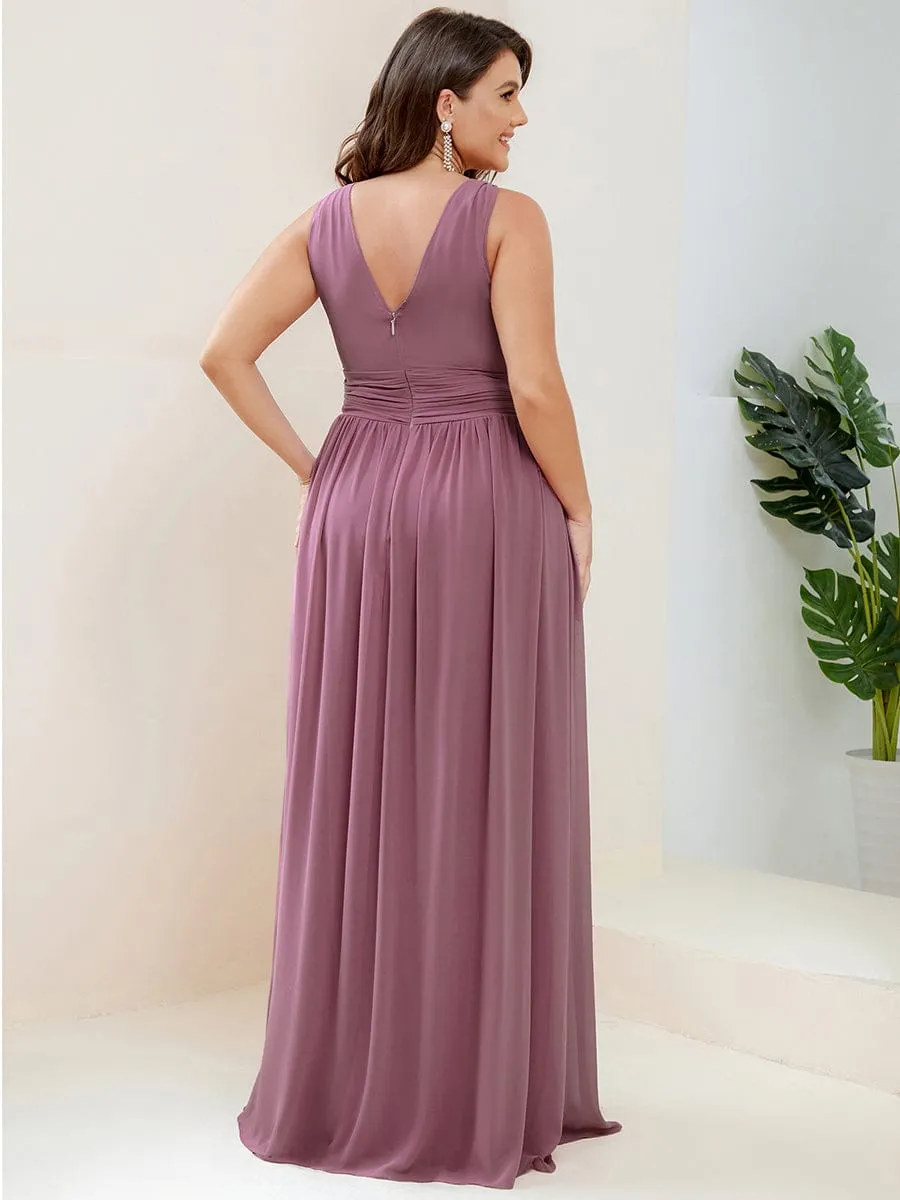 Veda V neck and back classic chiffon bridesmaid dress