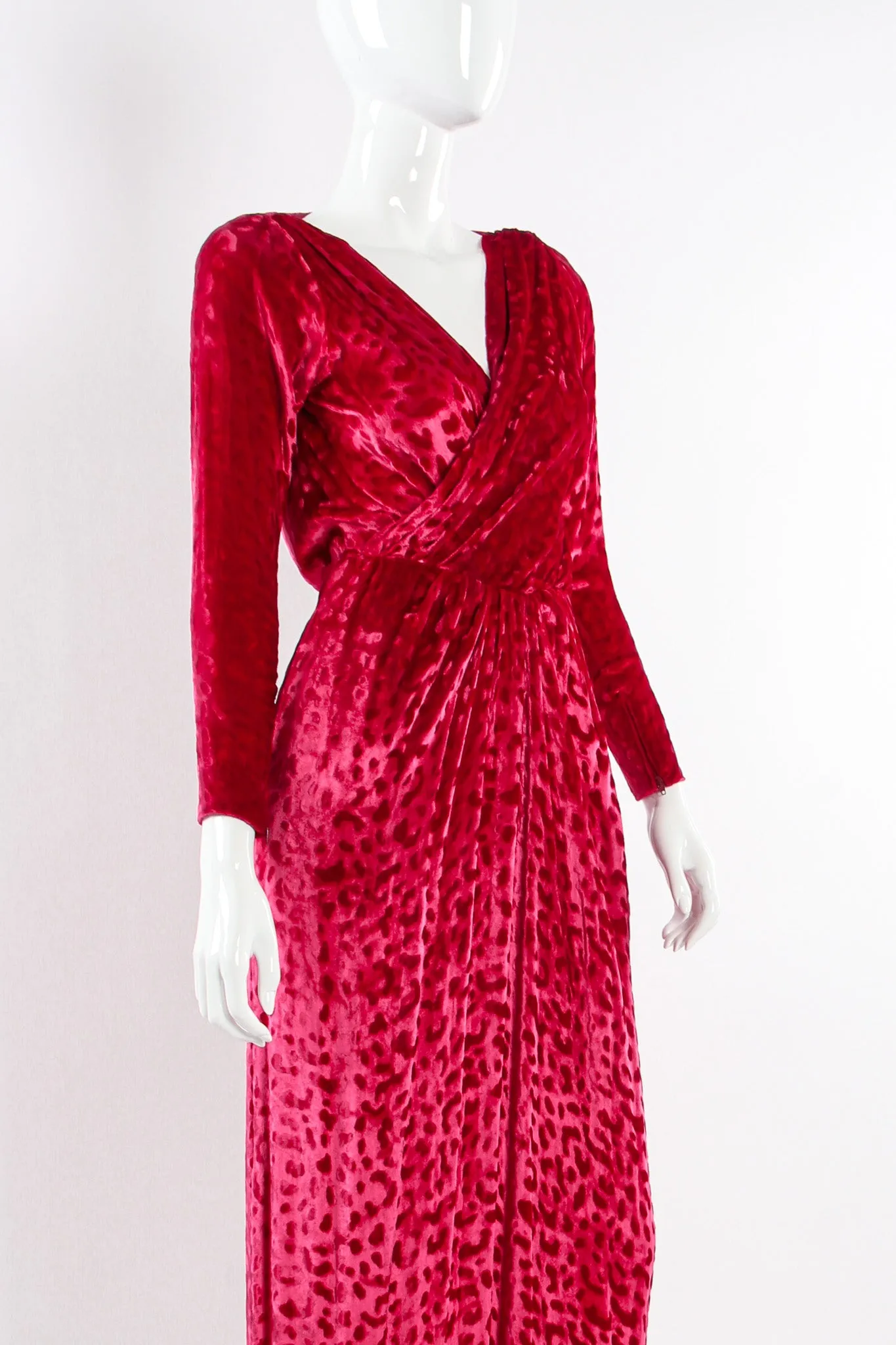 Velvet Leopard Wrap Gown