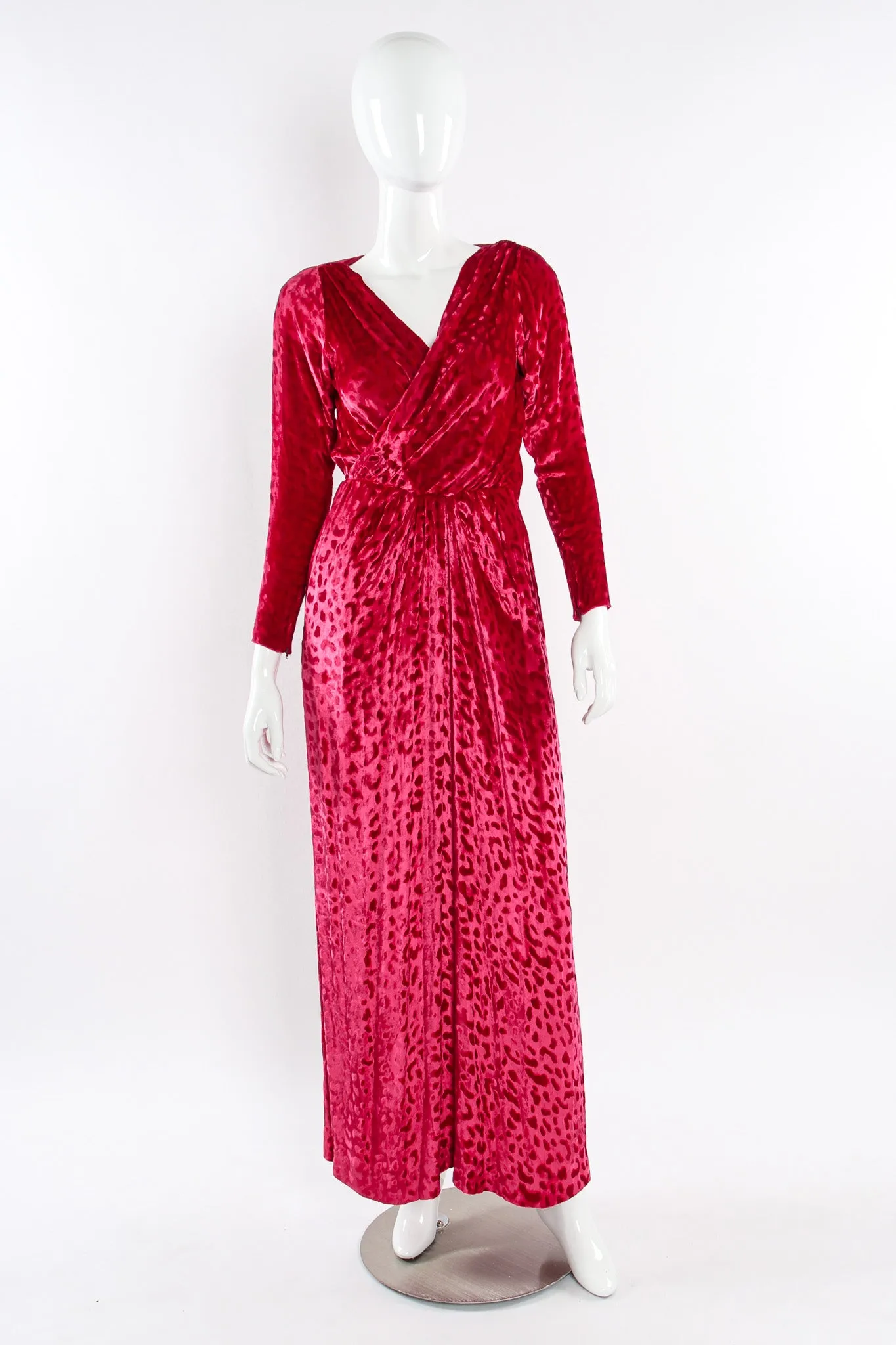 Velvet Leopard Wrap Gown