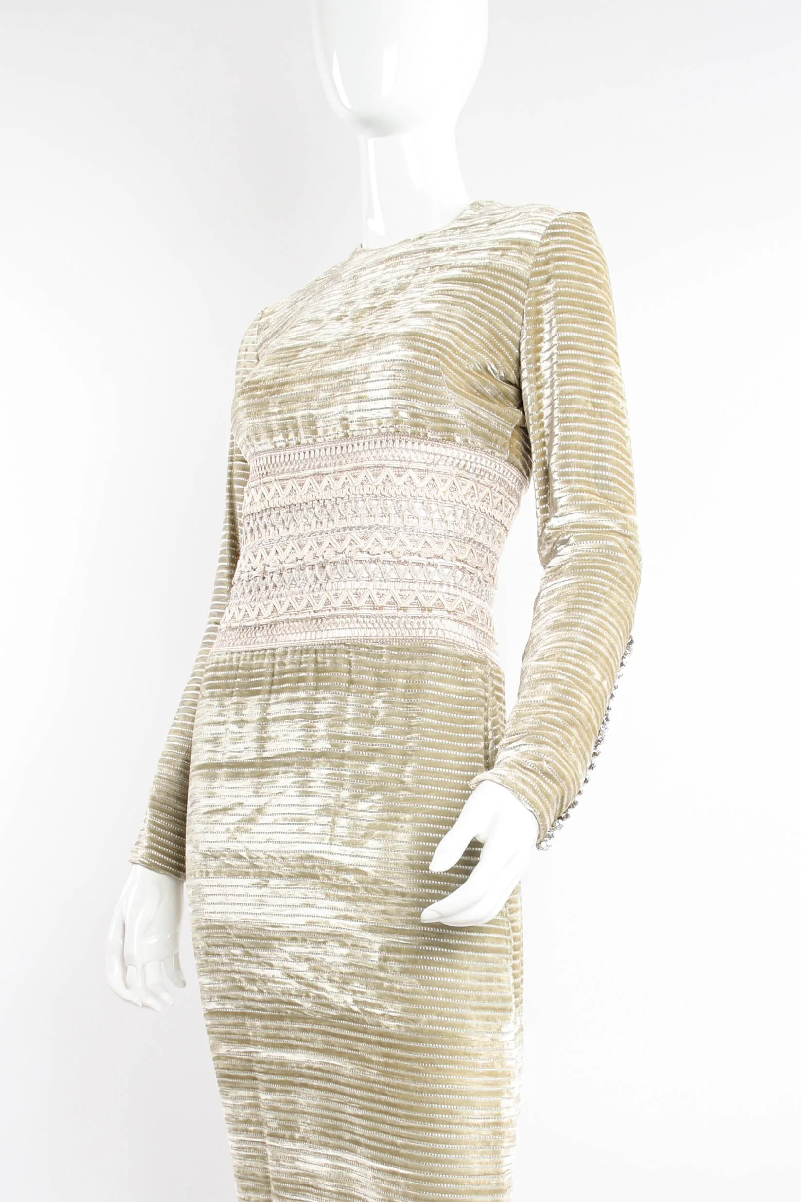 Velvet Striped Lattice Waist Gown