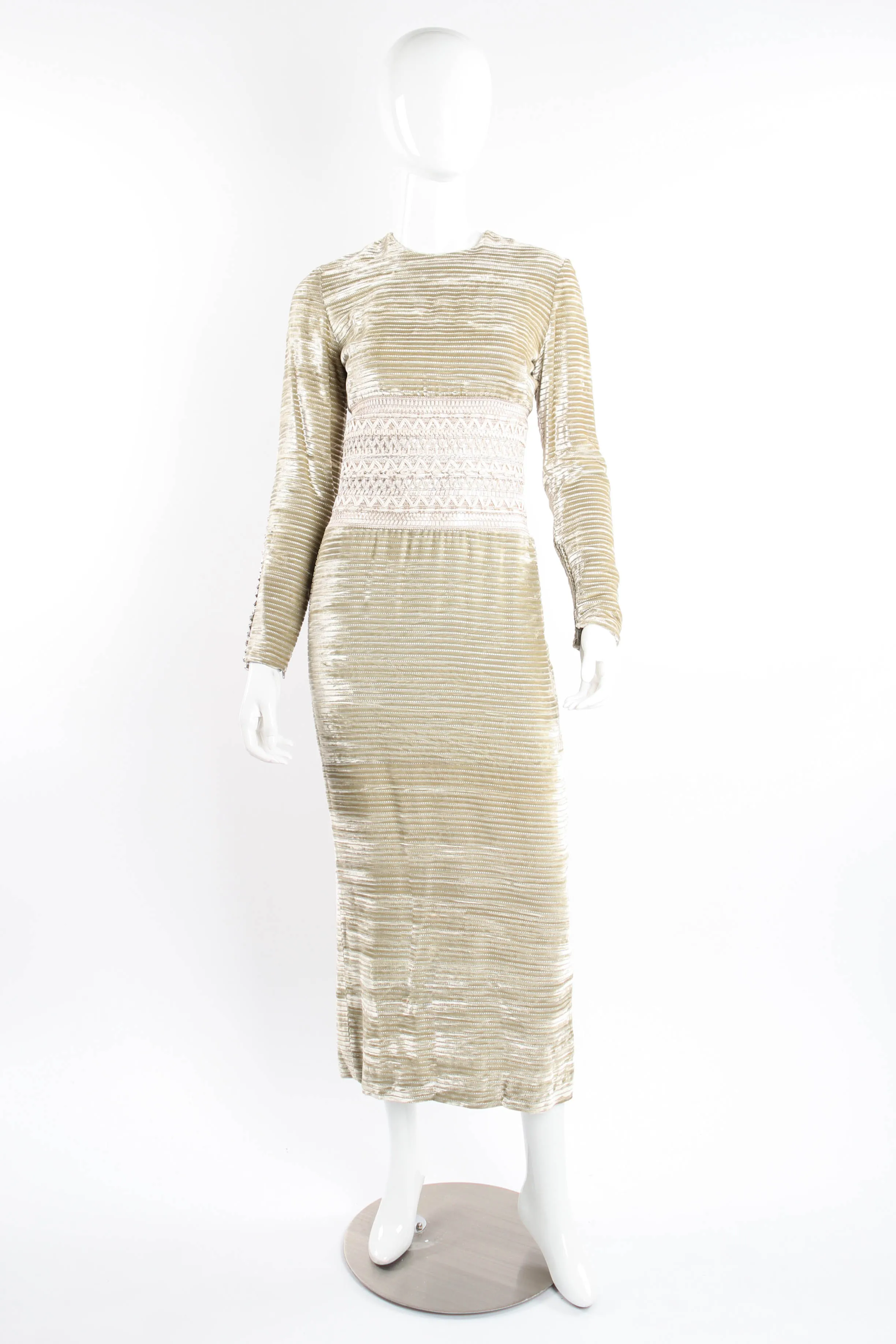 Velvet Striped Lattice Waist Gown