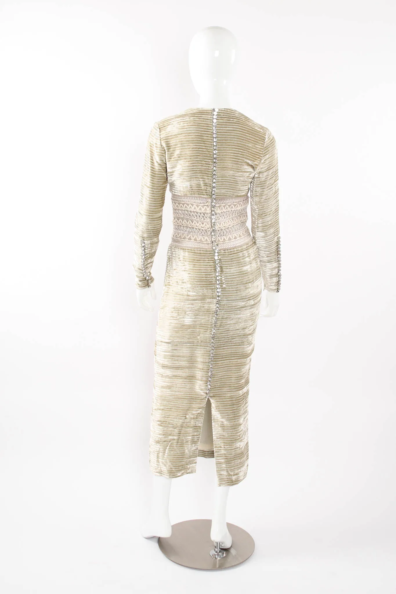 Velvet Striped Lattice Waist Gown
