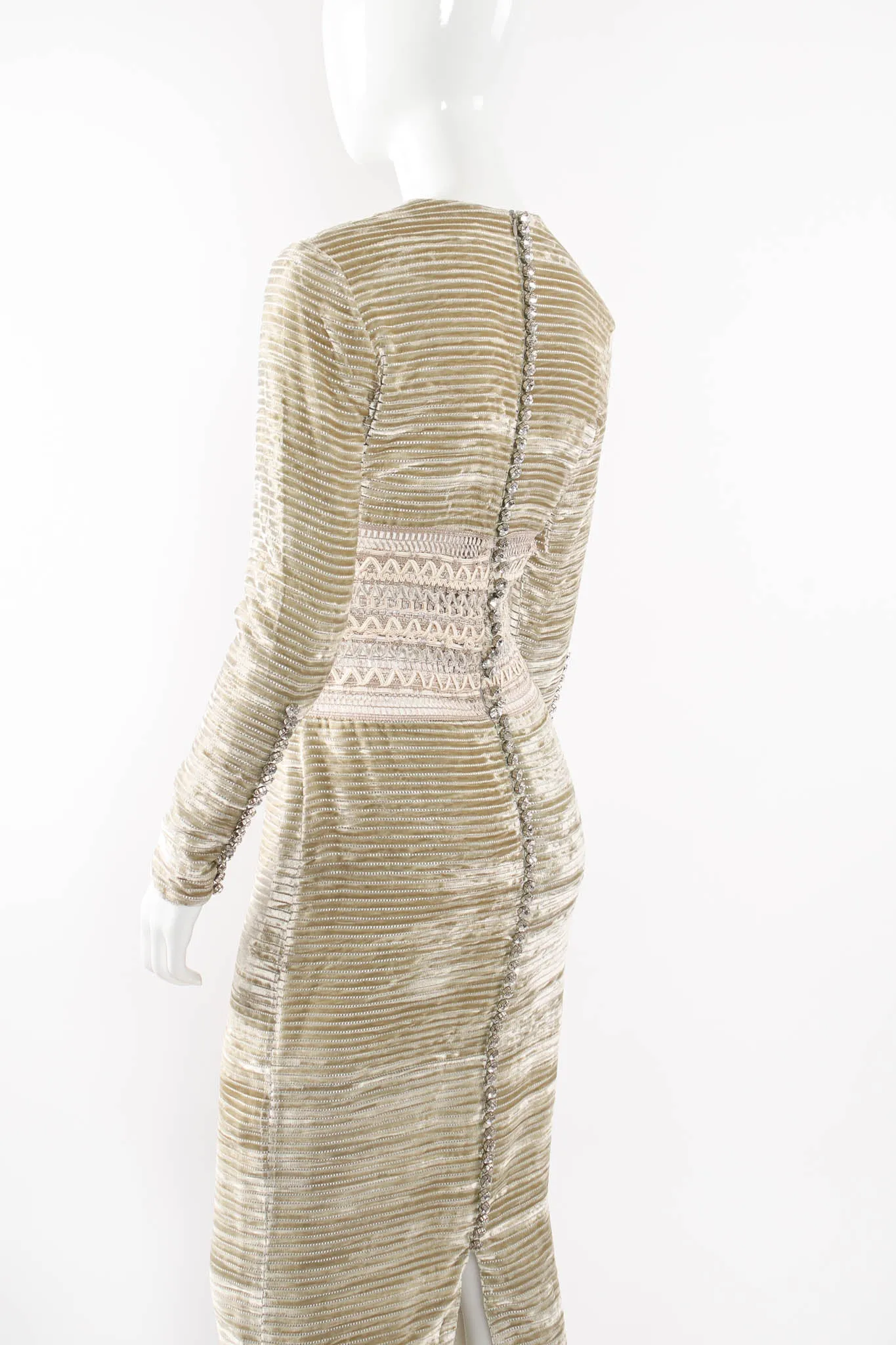 Velvet Striped Lattice Waist Gown