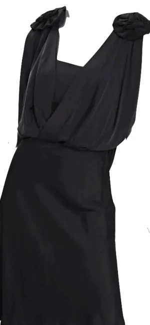 VIKTOR & ROLF. New. New With Tags. Womens Black Silk & Viscose Sleeveless Draped Blouson Dress