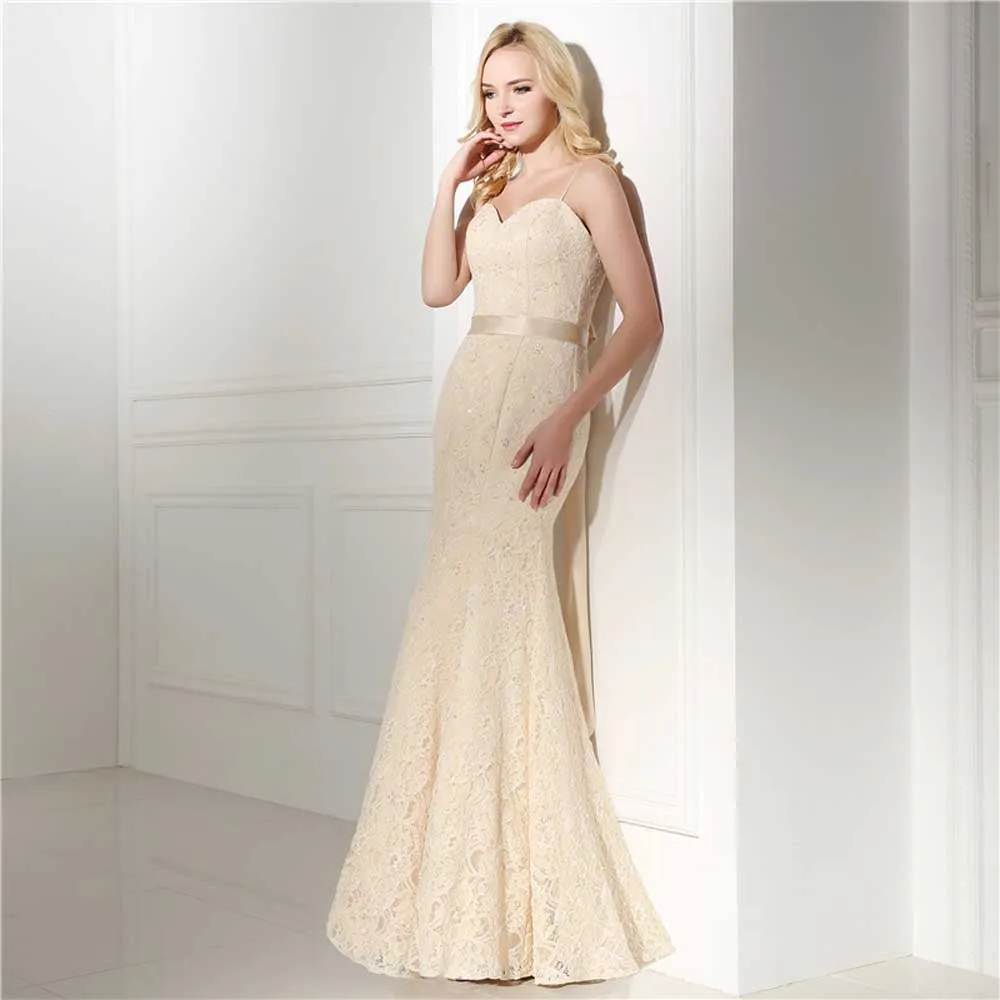Vintage Style Champagne Lace Wedding Dress EN501