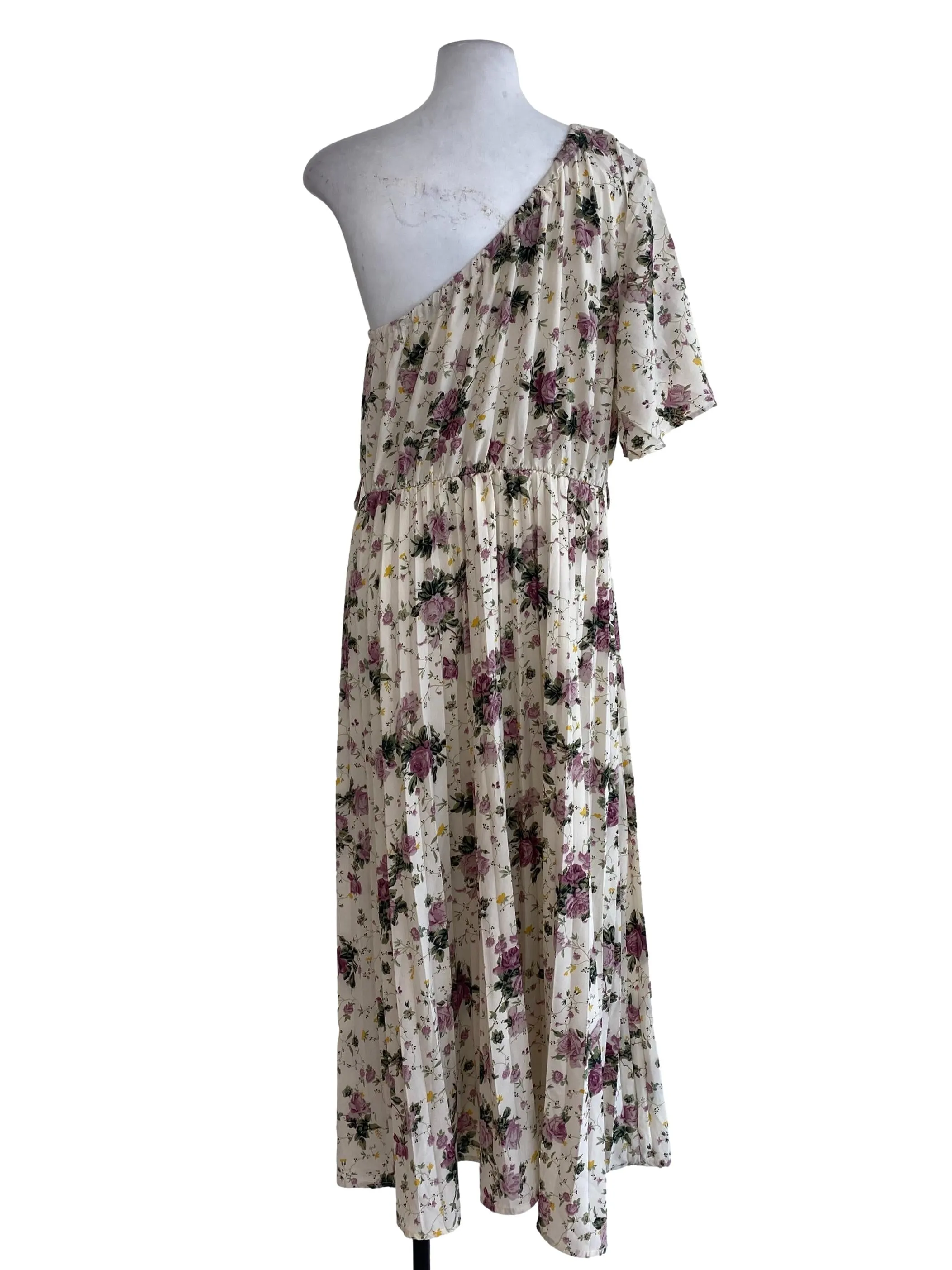 White Floral One Shoulder Dress