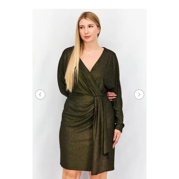 Women's Lauren Ralph Lauren long sleeve Dress Size 16 Gold and Black